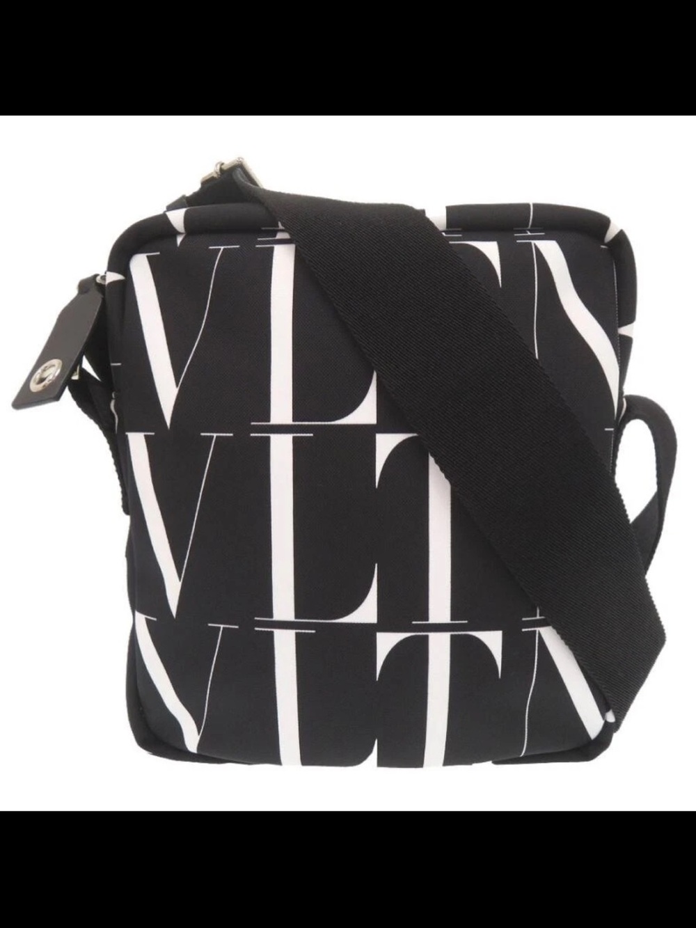 Valentino Garavani Black and White Logo Messenger Bag